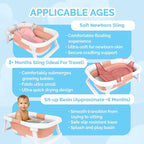 BEBELEH™ Collapsible Baby Bathtub – Bathtub + Baby tub Sling + Newborn Sling – Baby Bathtub Newborn to Toddler 0-24 Months – The Ultimate Travel Baby Bath Tub and Everyday Use! (Pink)