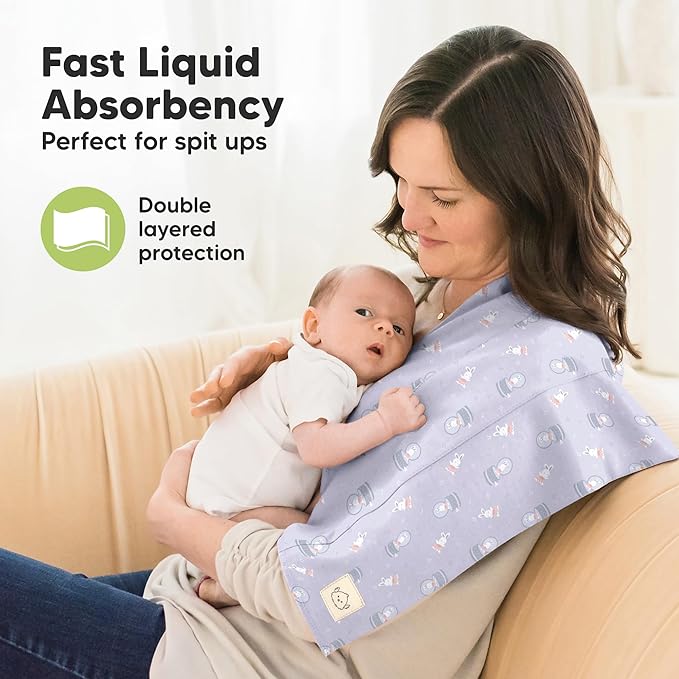 Organic Burp Cloths Baby Boy, Girl - 6-Pack Large Cotton Burping Cloths for Babies, Spit Up Rags, Super Absorbent, Ultra Soft Newborn Rag, Gender Neutral, Machine Washable, Durable (Dreamers)