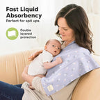 Organic Burp Cloths Baby Boy, Girl - 6-Pack Large Cotton Burping Cloths for Babies, Spit Up Rags, Super Absorbent, Ultra Soft Newborn Rag, Gender Neutral, Machine Washable, Durable (Dreamers)