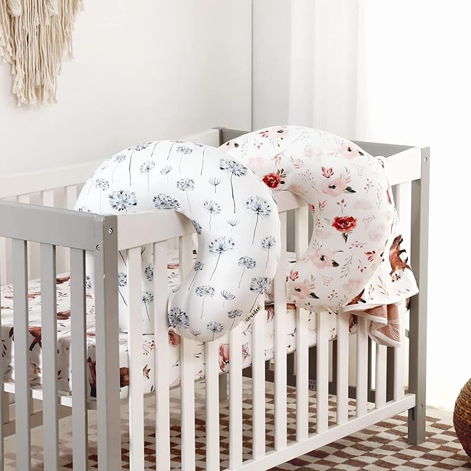 GRSSDER Nursing Pillow Cover Stretchy Minky Removable Nursing Covers for Breastfeeding Pillows, Ultra Soft Comfortable Slipcover for Boy and Girls, Pretty Swan/Watercolor Dandelion Pattern