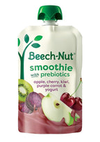 Beech-Nut Toddler Smoothies with Prebiotics, Apple Cherry Kiwi Purple Carrot & Yogurt Baby & Toddler Food Pouches, 3.5 oz (12 Pack)