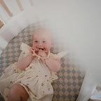 mushie Extra Soft Muslin Fitted Crib Sheet | 192 Thread Count | 28"x 52" (Blue Check)