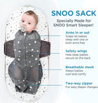 Happiest Baby SNOO Sleep Sack - 100% Organic Cotton Baby Swaddle Blanket - Doctor Designed Promotes Healthy Hip Development (Graphite Planets, X-Large)