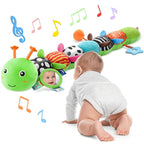 Baby Toys 6-12 Months Music Caterpillar Infant Toys Stuffed Animals 0-3-6 Months Tummy Time Teething Sensory Toys with Mirror Rattle&Pull String for Boys Girls Birthday Gifts|Grass Green,Leafy