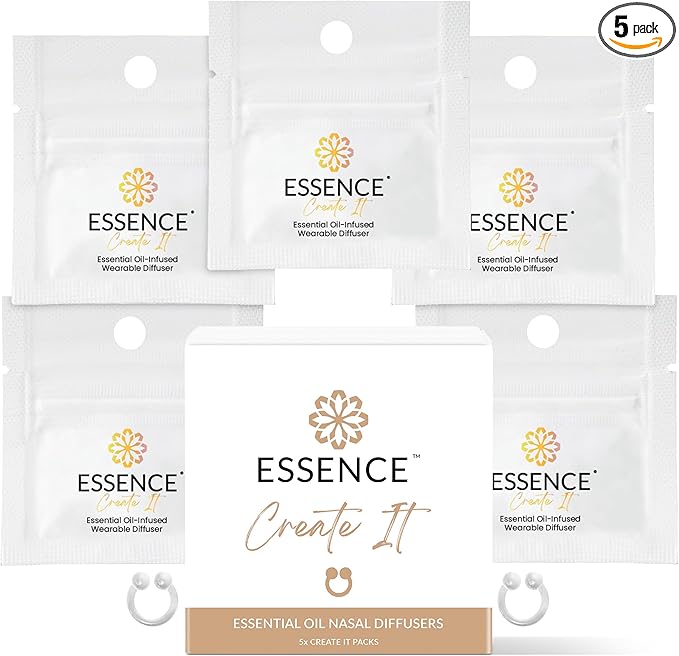 Essence Nasal Diffuser Create-It Bundle – DIY Essential Oil Silicone Nose Ring Kit for Custom Aromatherapy Blends – Wearable DIY Diffuser for Personalized Scents