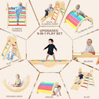 Pikler Triangle Set with Cushion, Montessori Climbing Set, Indoor Climb Toys, Indoor Playground Jungle Gyms, 9 Combinations Climbing Toy Set for Toddler, Baby, Kids 1-4