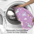 Little Grape Land Nursing Pillow for Infants, Breastfeeding Pillows, Baby Support Pillow for Nursing, Bottle Feeding, Tummy Time with Machine Washable Cover & Breathable Filling (Unicorn)