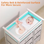 Glaf Baby Changing Table with 6 Storage Drawers and Pad Topper Modern Diaper Change Station Changing Table Dresser for Newborn Baby and Infant (White)