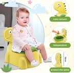 Potty Seat Baby Training Chair Boys Girls Toddler Dinosaur Comfortable children 1-5 years old Baby toilet Animal seat with lid back potty trainer (Yellow)