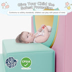 Tunnel/Ramps Foam Climber, Climb & Crawl Foam Activity Play Set for Toddlers and Kids, Safe Indoor Crawling Gym Equipment for,Infant,Baby Waterproof Easy to Clean (Pink)