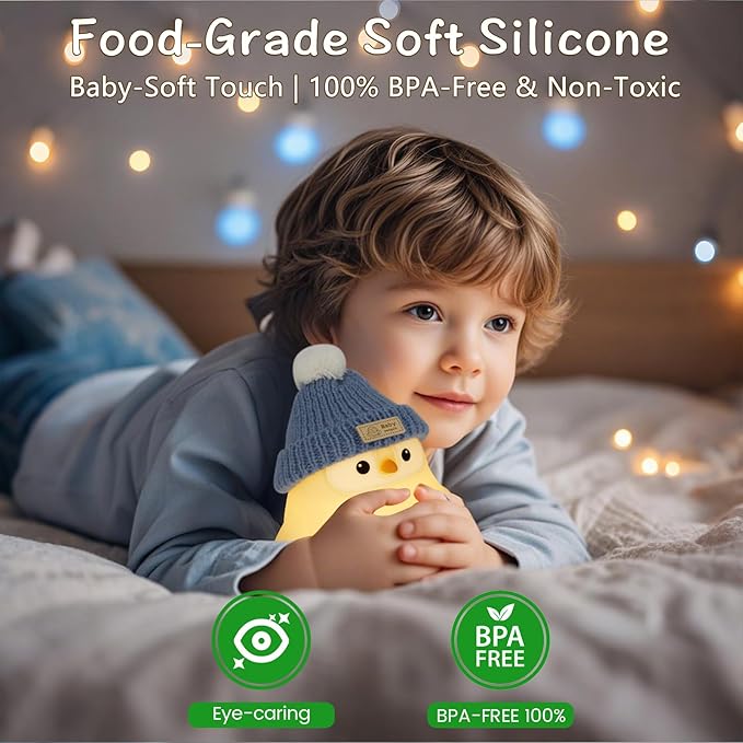 Penguin Lamp with Knit Hat,Kawaii Penguin Night Light,Food Grade Silicone,Dimmable Nursery Nightlight,LED Squishy Novelty Animal Lamp,Kids Room Decor,Funny Gifts for Kids Boys Girls Baby