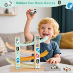 Wooden Montessori Toys for Toddlers 1-3, Baby Pounding Hammering Toy with Xylophone & Fishing Game, Car Ramp Racer, Stacking Blocks & Shape Sorter, 3 in 1 Learning Multi-Activity Set for 1 + Year Old