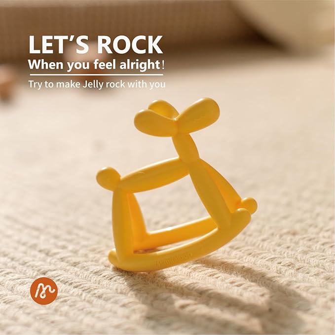 Teething Toy for Baby 0-6, 12, 18 Months Infant, Jellydog Never Drop Food Grade Silicone Rocking Teether, Prevent Choking & Odorless, Less Dust and Hair Adhesion, Baby Gift, Milk White