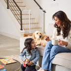 Cumbor 36" Extra Tall Baby Gate for Stairs, 29.7-57" Extra Wide Dog Gate for Doorways Hallways, Pressure Mounted Child Gate for Wide Opening, Auto Close Personal Safety for Babies and Pets, White