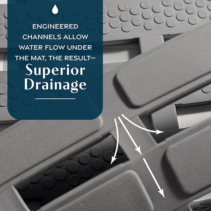 SlipX Solutions Weighted Non Slip Bath Mat for Textured Tub & Shower Surfaces | Patent Pending | Anti Slip Bathtub Safety Without Suction Cups | Doesn’t Float, Works on Tile & Stone 31” x 15”