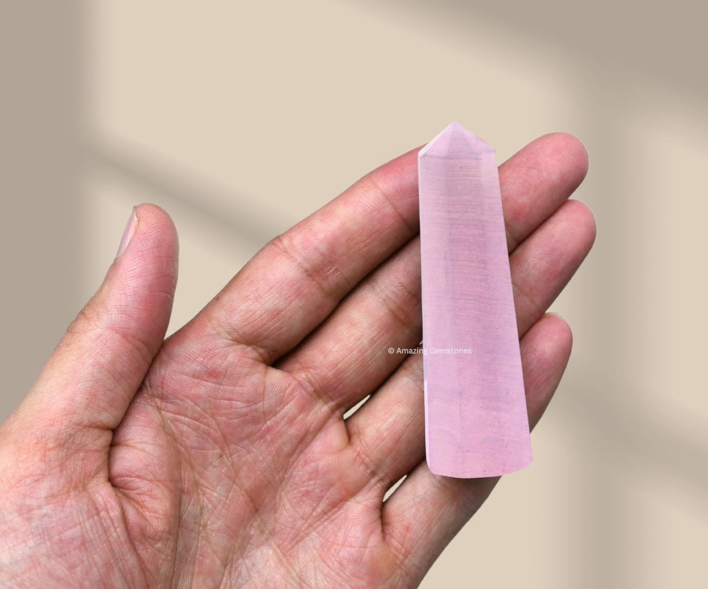 Amazing Gemstone Pink Calcite Crystal Towers - Natural Healing Crystal Point Obelisk for Reiki Healing and Crystal Grid (2 Inch to 3 Inch)