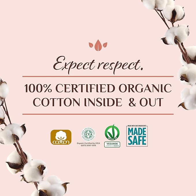 Organyc Hospital Postpartum Pads, 100% Certified Organic Cotton Inside and Out for Women, for First Days After Delivery, 12 Counts