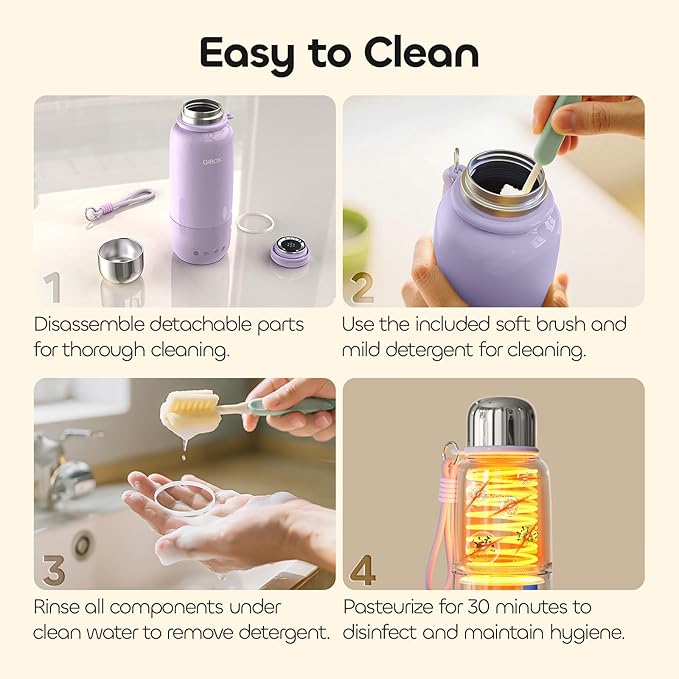 QIBOX Portable Bottle Warmer for Travel - 3Min Fast Heating of Breast Milk and Formula, 36W Fast Charge, 17 Ounces Large Capacity, Baby Bottle Warmer On The Go for Outdoor Airplane and Car