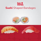 BioSwiss Bandages, Sushi Shaped Self Adhesive Bandage, Latex Free Sterile Wound Care, Fun First Aid Kit Supplies for Kids, 50 Count