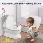 2-in-1 Toddler Potty Training Toilet - Larger Potty Chair & Detachable Training Seat for Boys & Girls Ages 1-3 with Flushing Sound, Wipes Storage, Toilet Paper Holder - Grey