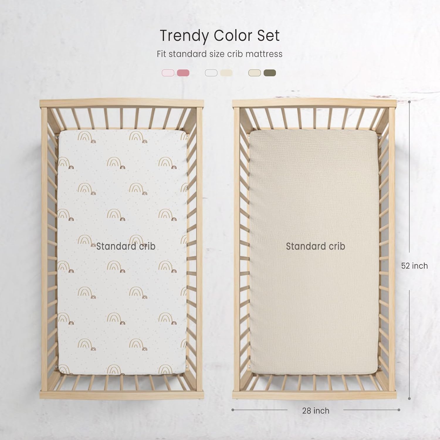 lulumoon Baby Muslin Crib Sheets - Toddler Cotton Fitted Crib Sheets Neutral for Boys and Girls 2Pack