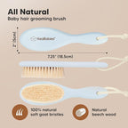Wooden Baby Hair Brush - Cradle Cap Baby Brush with Soft Goat Bristles, Perfect Gentle Scalp Newborn Comb for Infant, Girls, Boys, Bath Essentials(Frost, Oval)