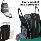 MOMUVO Diaper Backpack for Women Large Capacity with Insulated Pockets Diaper Bags For Baby Girl Boy Waterproof Baby Bags