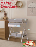 Baby Changing Table, Folding Changing Table with Heating Function, Waterproof Diaper Changing Station with Adjustable Height, 2 Drawers, Portable Baby Changing Station for Infant, Nursery, Newborn