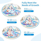 Baby Play Gym Mat,10-in-1 Tummy Time Mat,Sea World Baby Play Mat Activity Gym,Washable Foldable Baby Floor Play Mat for Infants and Toddlers from 0-6-12 Months Newborn Sensory Motor Skill Development