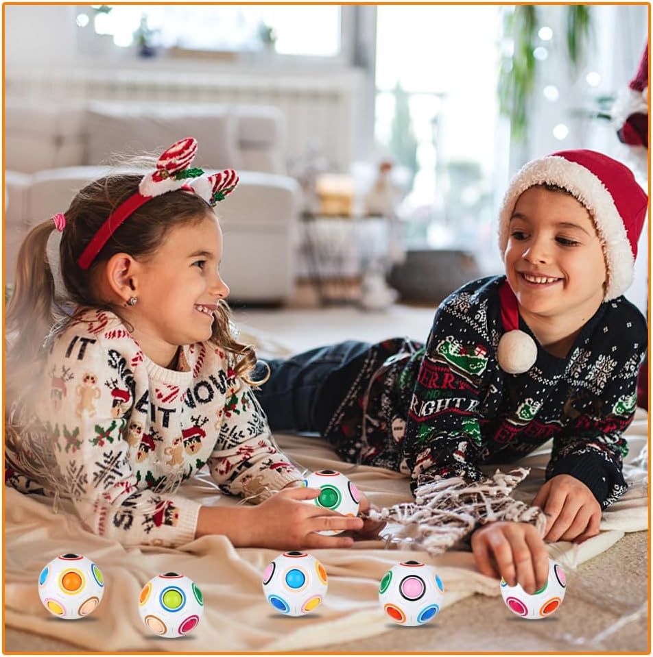 6Pack Magic Rainbow Puzzle Ball Fidget Toys, Matching Puzzle Balls Toy Stress Reliever 3D Speed Fisget Ball Brain Teasers Games for Kids Adults Christmas Stocking Stuffers Party Favor Birthday Gifts