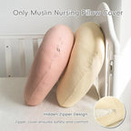 FUNUPUP 2 Pack Muslin Nursing Pillow Cover Compatible with Boppy Nursing Pillow, Soft Baby Nursing Covers for Breastfeeding Pillows for Boys Girls, Pink&Beige