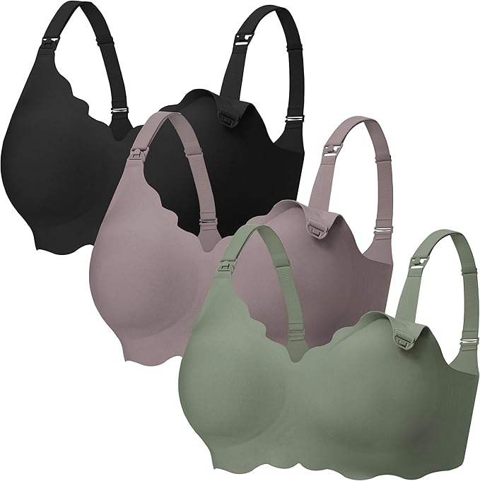 Angelhood Nursing Bras for Breastfeeding Ultra Comfort Seamless Maternity Bra Pack Wireless Pregnancy Bralette Bra Extender