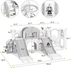 JOYLDIAS 10 in 1 Toddler Slide, Double Kid Climber Slide Playset w/Swing, Basketball Hoop, Telescope, Tunnel, Storage Space and Non-Slip Steps, Indoor Outdoor Backyard Playground Toy for Toddlers