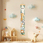 Personalized Name Growth Chart Wall Decor for Kids – Canvas Removable Height Chart Measuring Ruler 59" x 7.9" (Cute Animals)