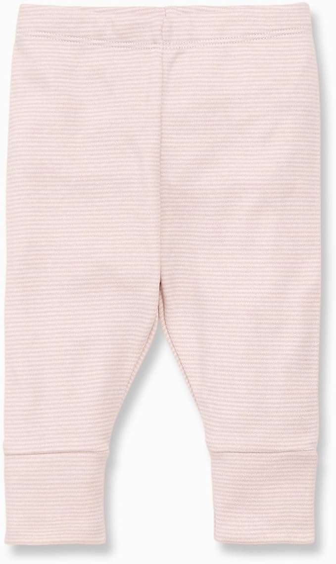 MORI Luxurious Baby Leggings in Blue Stripe, Elastic Waist, Organic, 0-3 Months