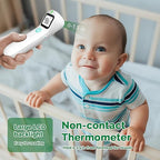 No-Touch Forehead Thermometer for Adults Kids Baby with Fever Alarm, Large Digital LCD Display, Multi-Mode Object Temperature 1s Instant Reading (Batteries Included)