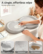 Baby Changing Pad with Waterproof & Wipe-Clean, Non-Slip Foldable PU Diaper Changing Pad, Adjustable Safety Belt, Changing Pad for Dresser, Changing Table,30"X19",Gray