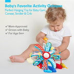 hahaland Baby Toys 0-6 Months - Car Seat Toys Octopus Toy with Pulling Cords, Squeaky, Crinkle, Rattle, Mirror, Montessori Newborn Sensory 4 Month Babies Gift Stroller Carseat Hanging Toy for Baby Gym