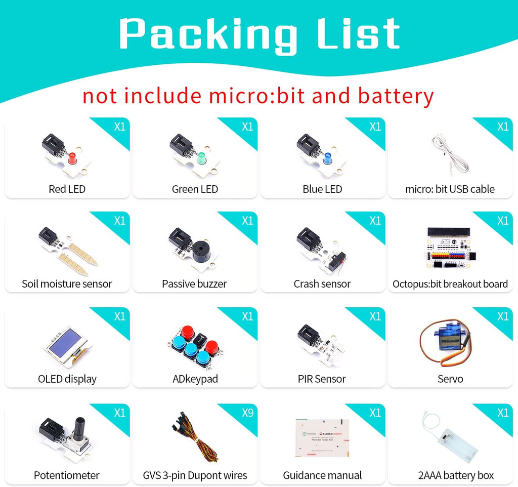 ELECFREAKS microbit Tinker Kit for Kid Micro:bit Sensor Starter Kit with 35 Projects, DIY Programming STEM kit with Basic Coding Electronics Modules and Wiki Tutorial(Without Micro:bit)