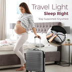 Momcozy Portable Pregnancy Pillow –Memory Foam W Shaped Maternity Great Support for Side Sleepers, Adjustable Travel Wedge Pillow for Back, Belly, and Hip Relief, Ideal for Pregnant Women, Grey