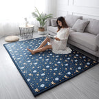 Loartee Coral Velvet Area Rug - 1" Thick Memory Foam Baby Play Mat, Washable Toddler Carpet, Home Decor for Living Room, Nursery, Kids Bedroom, Starry Blue, 4'11"x6'7"