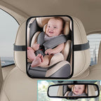 Baby Car Mirror, Universal Fit, Headrest Mount, Shatterproof, Stable, Easy Install, Compatible with Most Cars & SUVs