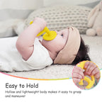 Teething Toys 3 Months+, Mombella Elephant Teethers for Babies with Strap to Clip on, Soft Silicone Teether Toys, 2 in 1 Teether & Pre-Training Toothbrush, 3 Month Old Infant Chew Toys, Yellow