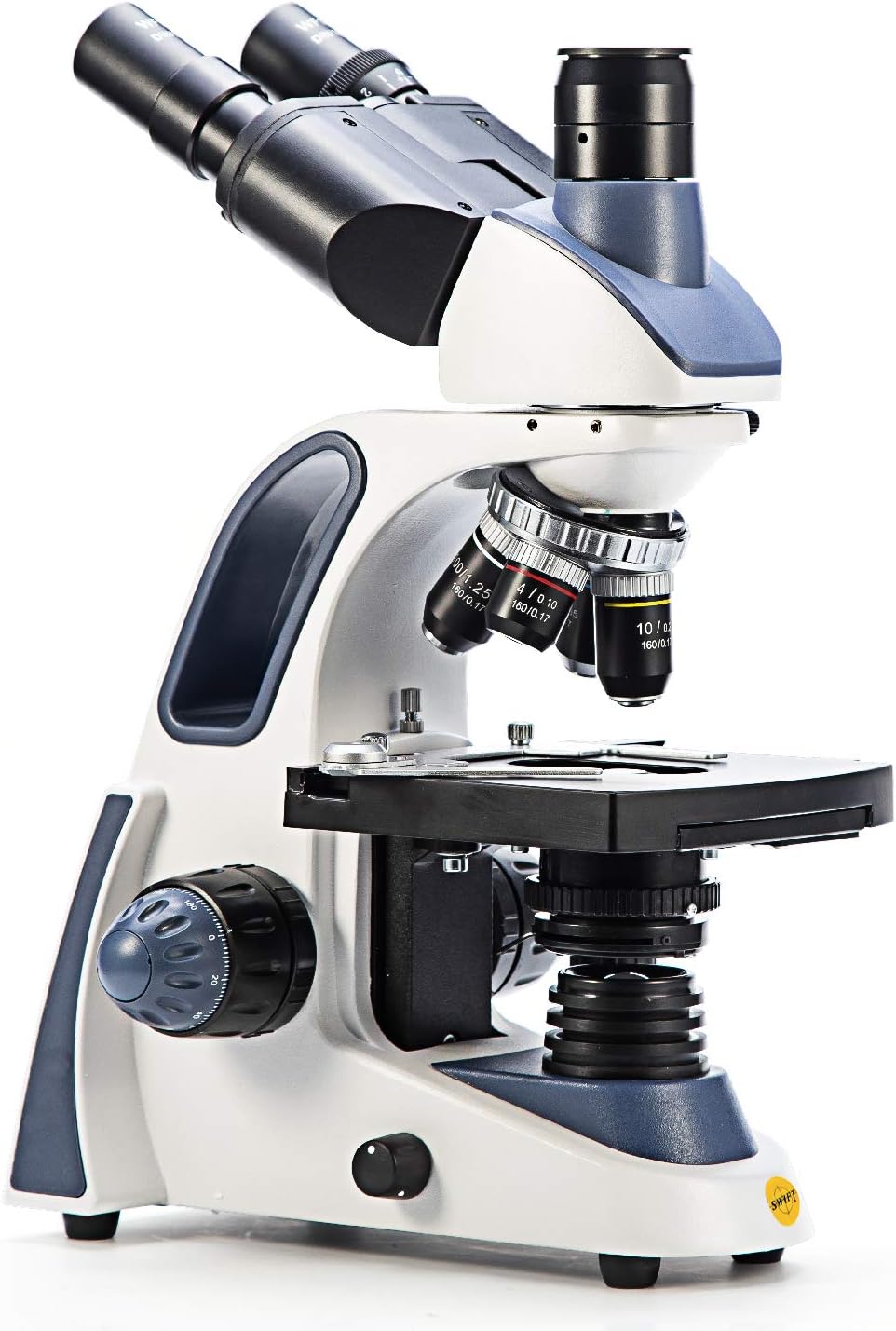 SWIFT Compound trinocular Microscope, 40X-2500X Digital Lab trinocular Compound LED Microscope with 3MP USB Camera and Slides,Mechanical Stage