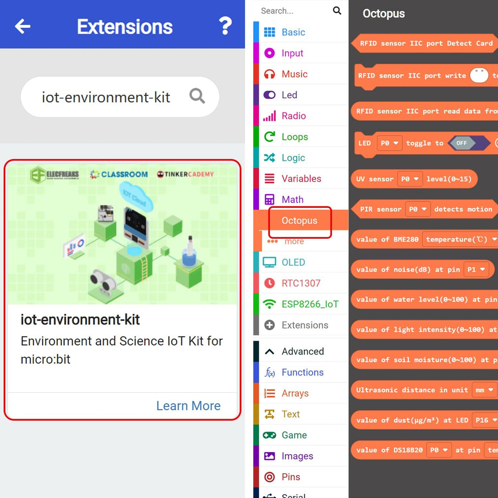 ELECFREAKS microbit Smart Agriculture Kit Micro:bit Sensor Starter Kit Octopus Series Sensor, DIY Programming STEM kit with Basic Coding Electronics Modules and Wiki Tutorial(Without Micro:bit)
