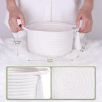 Empty Gift Basket Mini Woven Rope Organizer Baskets for Baby Shower, Vanity, Makeup, Bathroom, Tiny Toys, Desk - Small Decorative Storage Bins - Set of 2, Pre-Shaped, White
