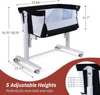 Electric Bassinet for Baby, 3 Speeds Automatic Rocking Bassinets with All mesh, 5 Height Adjustment Bedside Crib for Nweborn, 8 Music, Wheels, Black