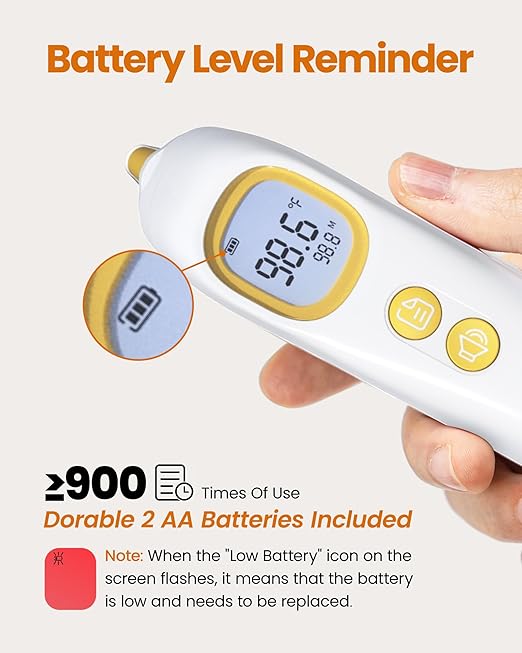Ear Thermometer, Highly Accurate Thermometer for Kids, Adults and Toddlers, 32 Memory Recall, 1s Fast, 3 Color Fever Alarm with Mute Mode, 21 Disposable Probe Covers