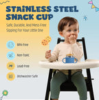 Jumble Dream Stainless Steel Baby Snack Cup for Toddlers Kids – Spill-Proof Silicone Snack Container – BPA-Free Non-Toxic Dishwasher Safe Food-Grade Stainless Steel for Baby Snacks 6m+ to 3+ Years