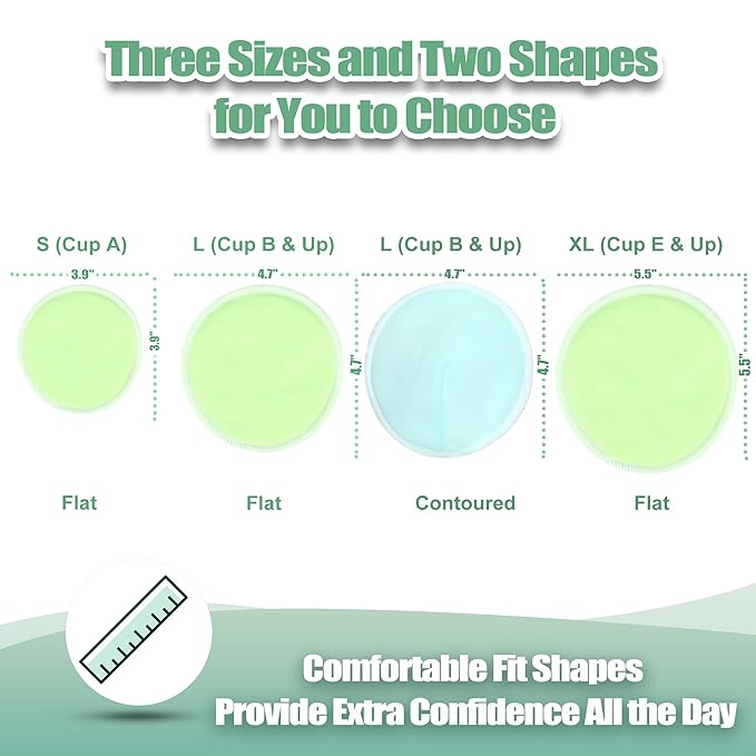 wegreeco Nursing Breast Pads (14 Pack) + Laundry Bag & Storage Bag, 2 Sizes: 3.9/4.7 inch - Washable & Reusable Breastfeeding Nursing Pads (Passion, Large, Heavy Flow Use)